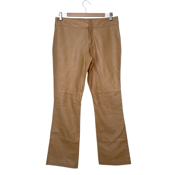 Old Navy Vintage Y2K Tan Leather Pants Size 6 - Picture 1 of 11
